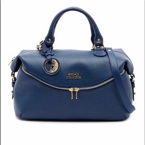 VERSACE COLLECTION Pebble Leather Zip Satchel